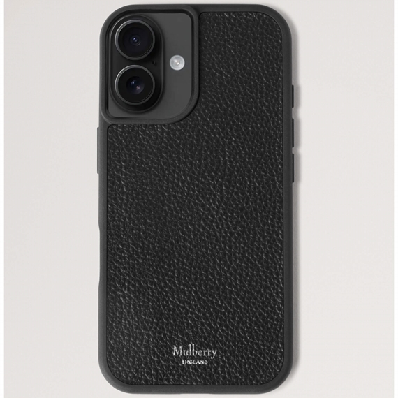 Mulberry Iphone 16 Case Black Small Classic Grain